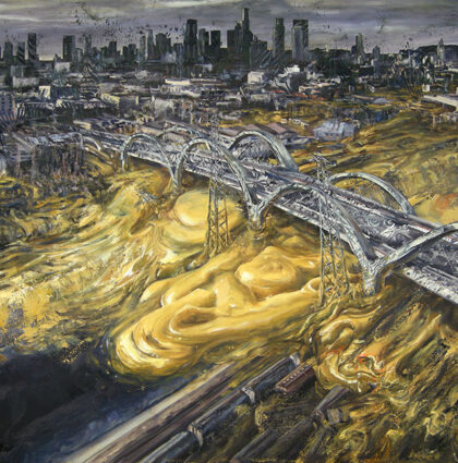 Cheesy tsunami under a bridge.