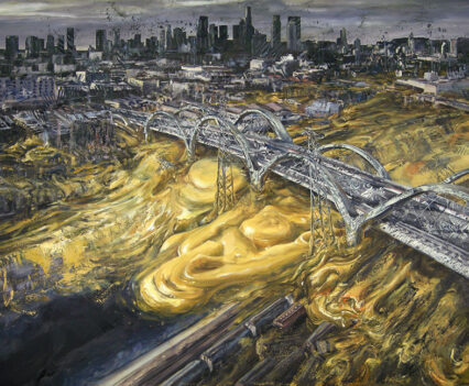 Cheesy tsunami under a bridge.